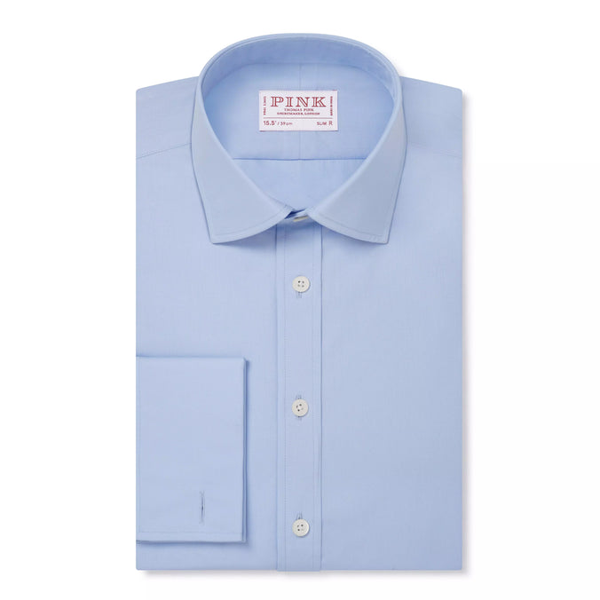 Pale Blue Slim Fit Double Cuff Ramses Poplin Formal Shirt