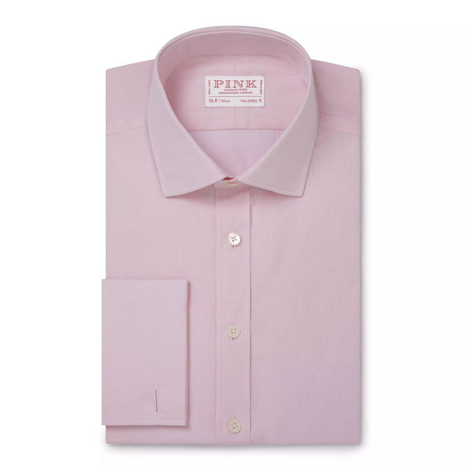 Pale Pink Tailored Fit Double Cuff Ramses Poplin Formal Shirt