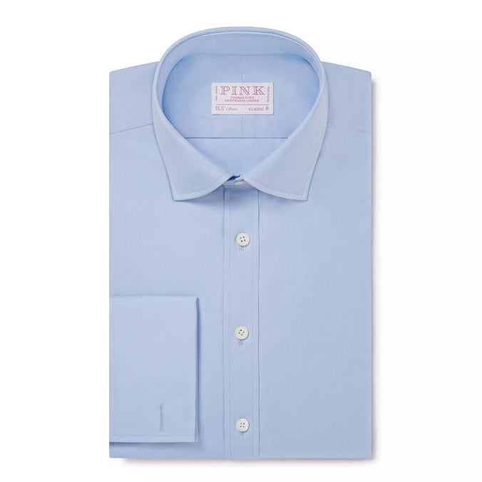 Pale Blue Classic Fit Double Cuff Ramses Poplin Formal Shirt