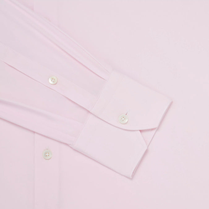 Pink Slim Fit Stretch Plain Poplin Formal Shirt