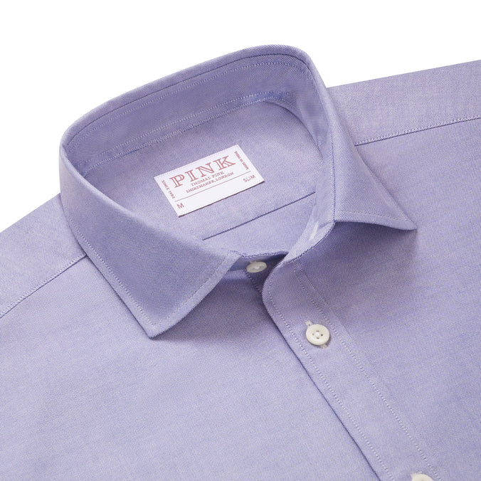 Blue Slim Fit Smart Casual Open Weave Oxford Shirt