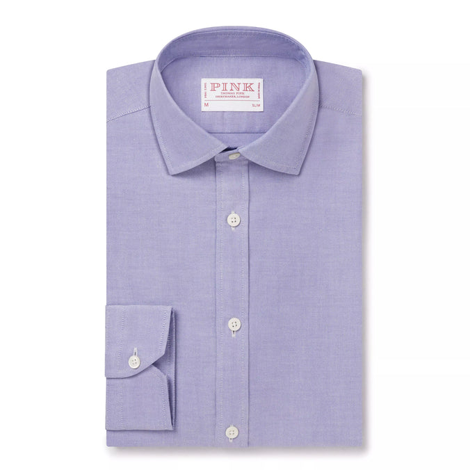 Blue Slim Fit Smart Casual Open Weave Oxford Shirt