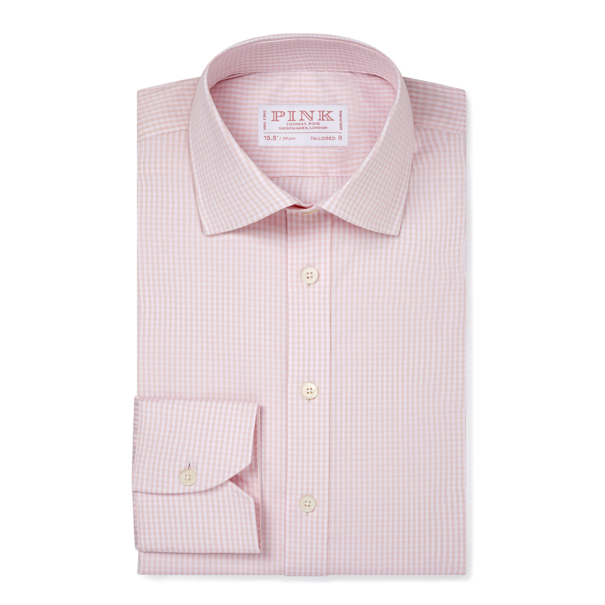 Pale Pink & White Tailored Fit Essential Gingham Formal Shirt