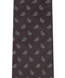 Black & Grey Paisley Motif Silk Woven Tie