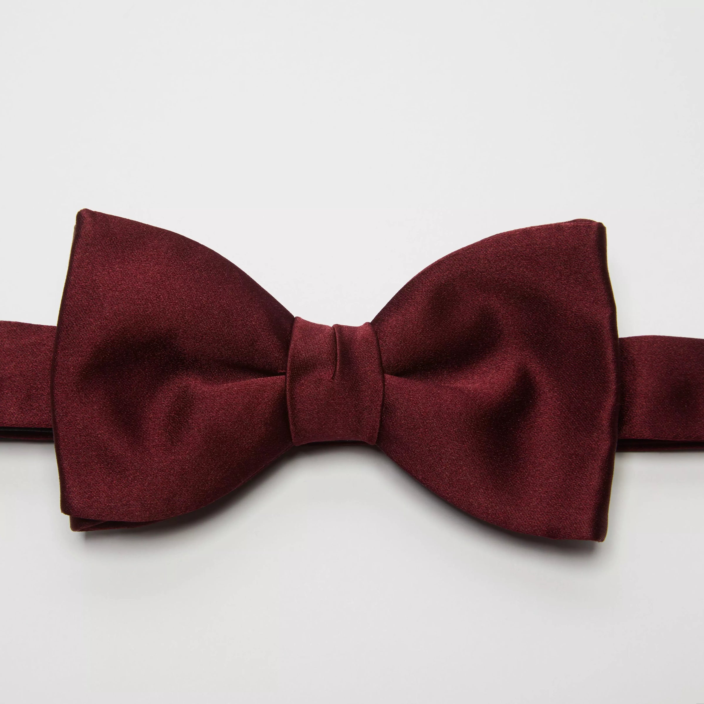 Burgundy Red Silk Satin Pre-Tied Bow Tie