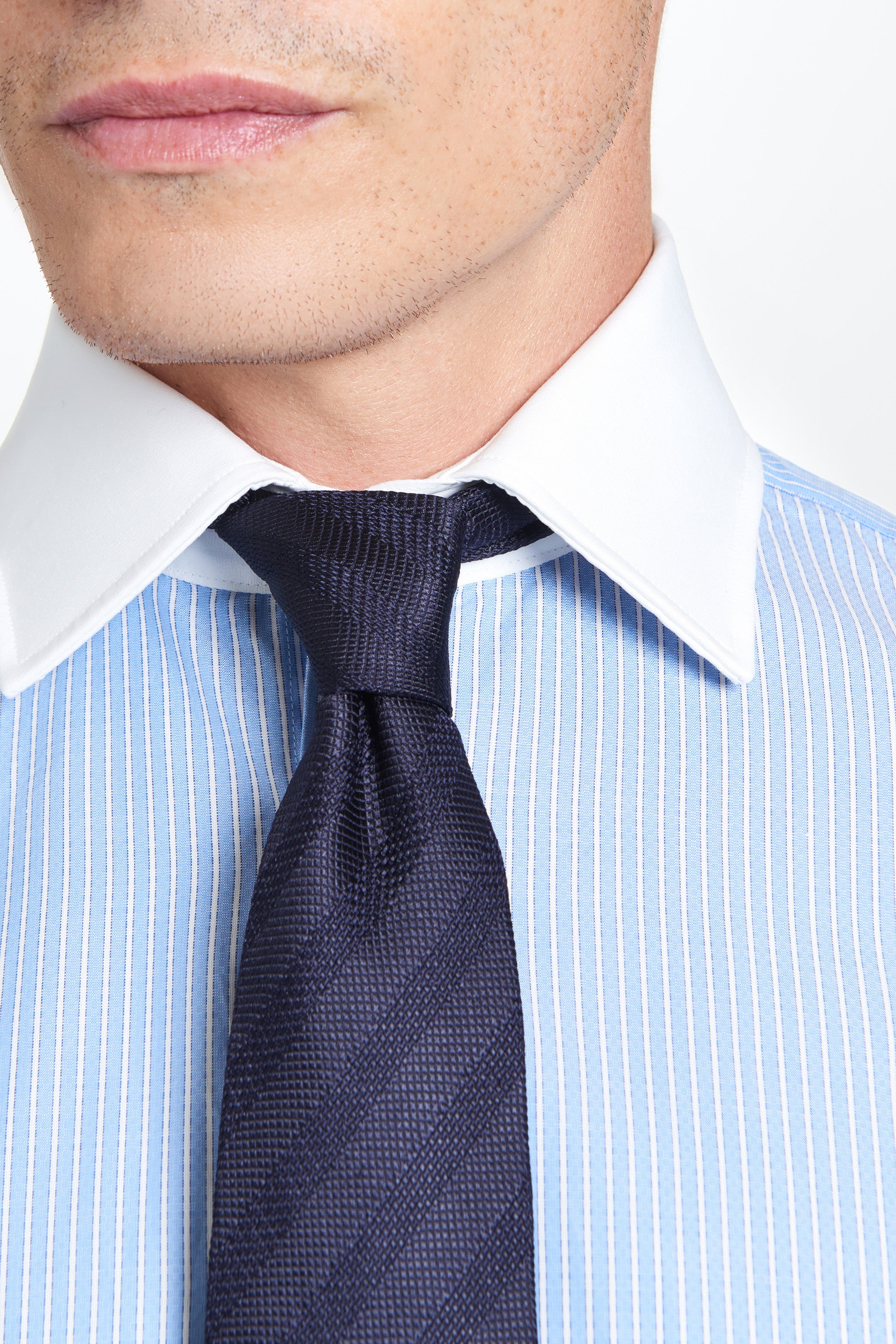 Navy Blue Tonal Striped Silk Tie