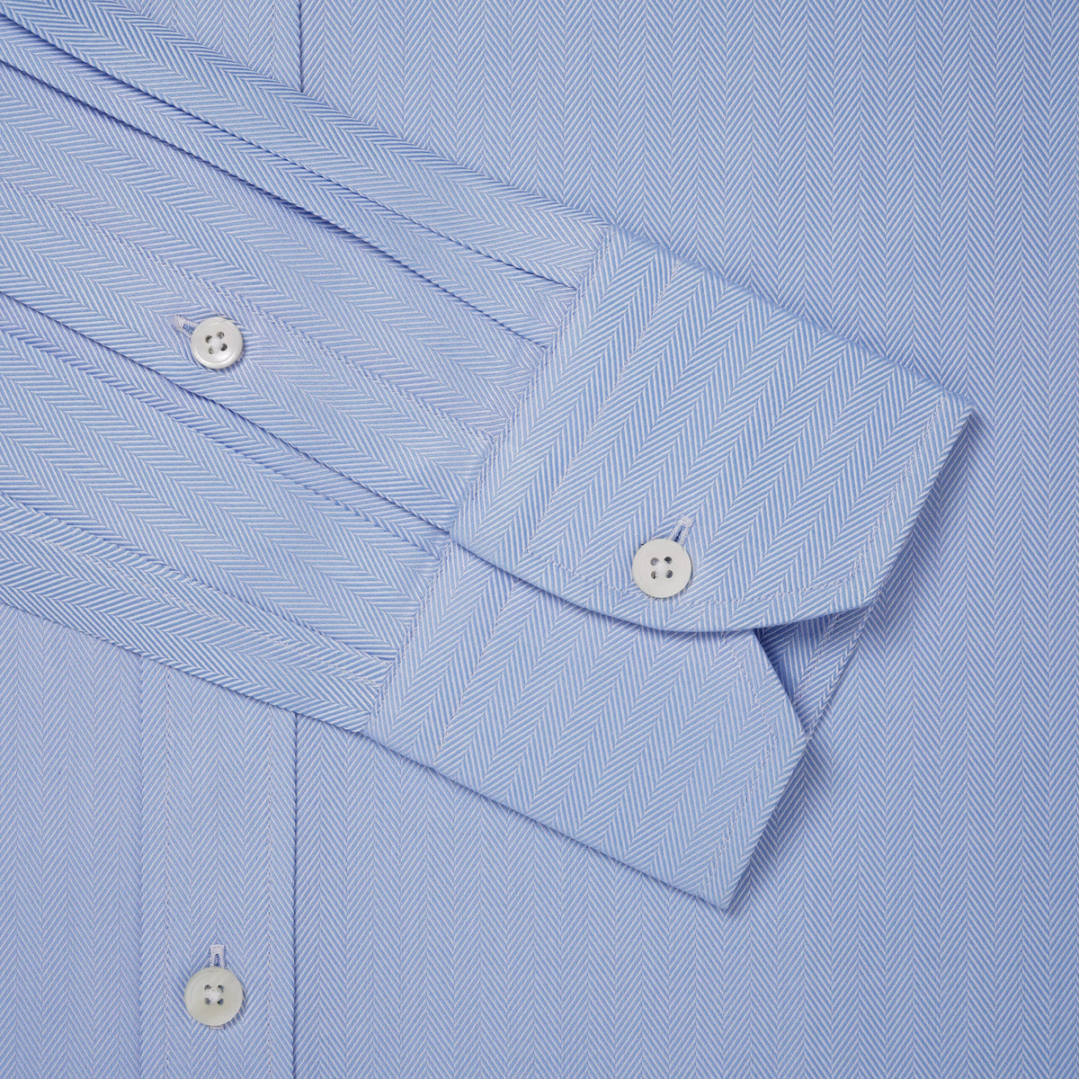 Pale Blue Tailored Fit Twill Herringbone Formal Shirt