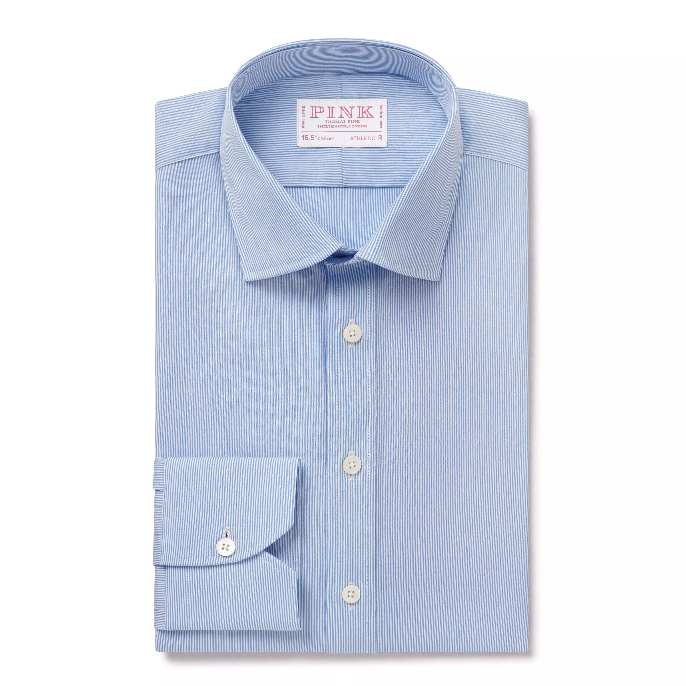 Sky Blue & White Athletic Fit Fancy Fine Stripe Formal Shirt