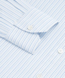 Pale Blue & White Tailored Fit Thick & Thin Stripe Formal Shirt