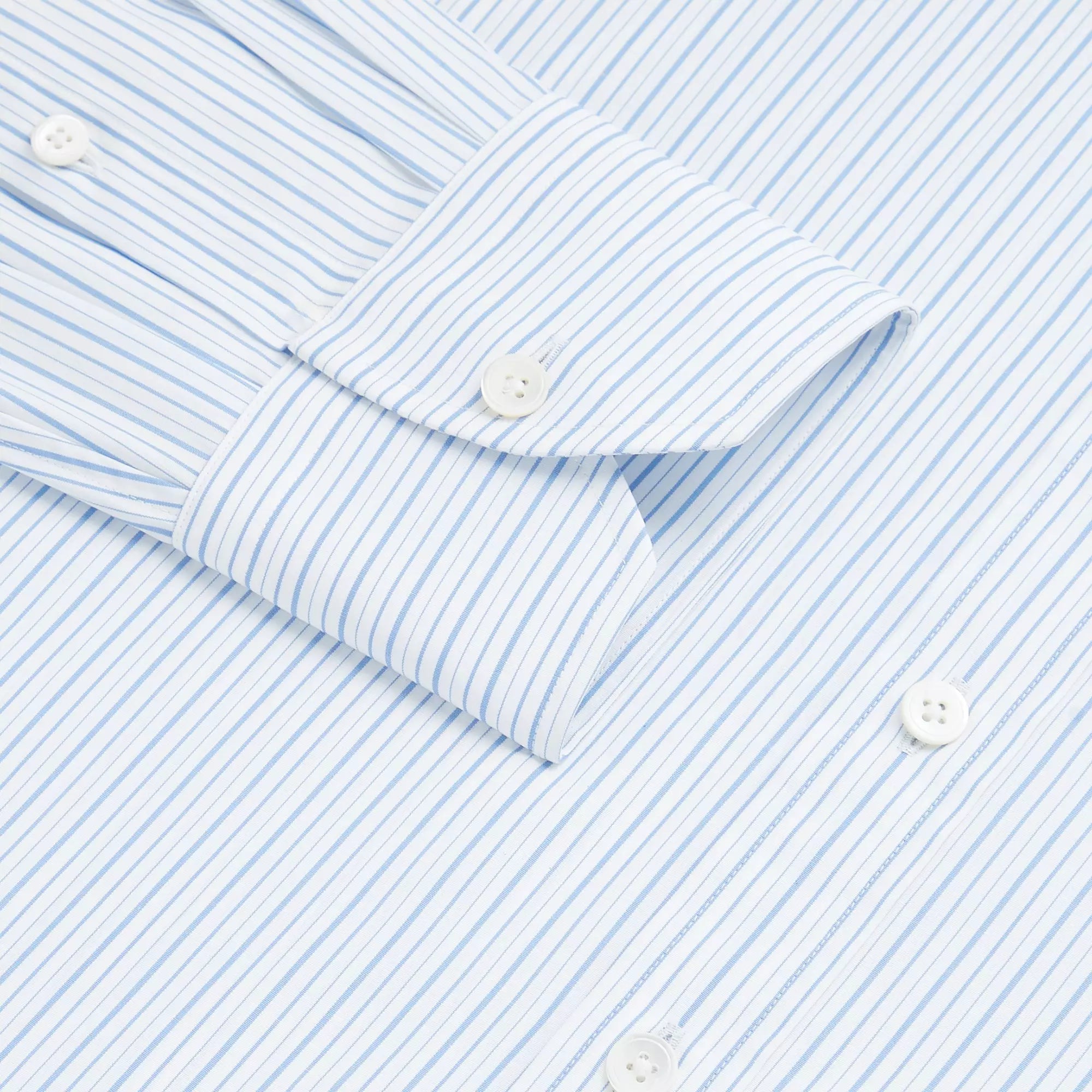 Pale Blue & White Tailored Fit Thick & Thin Stripe Formal Shirt