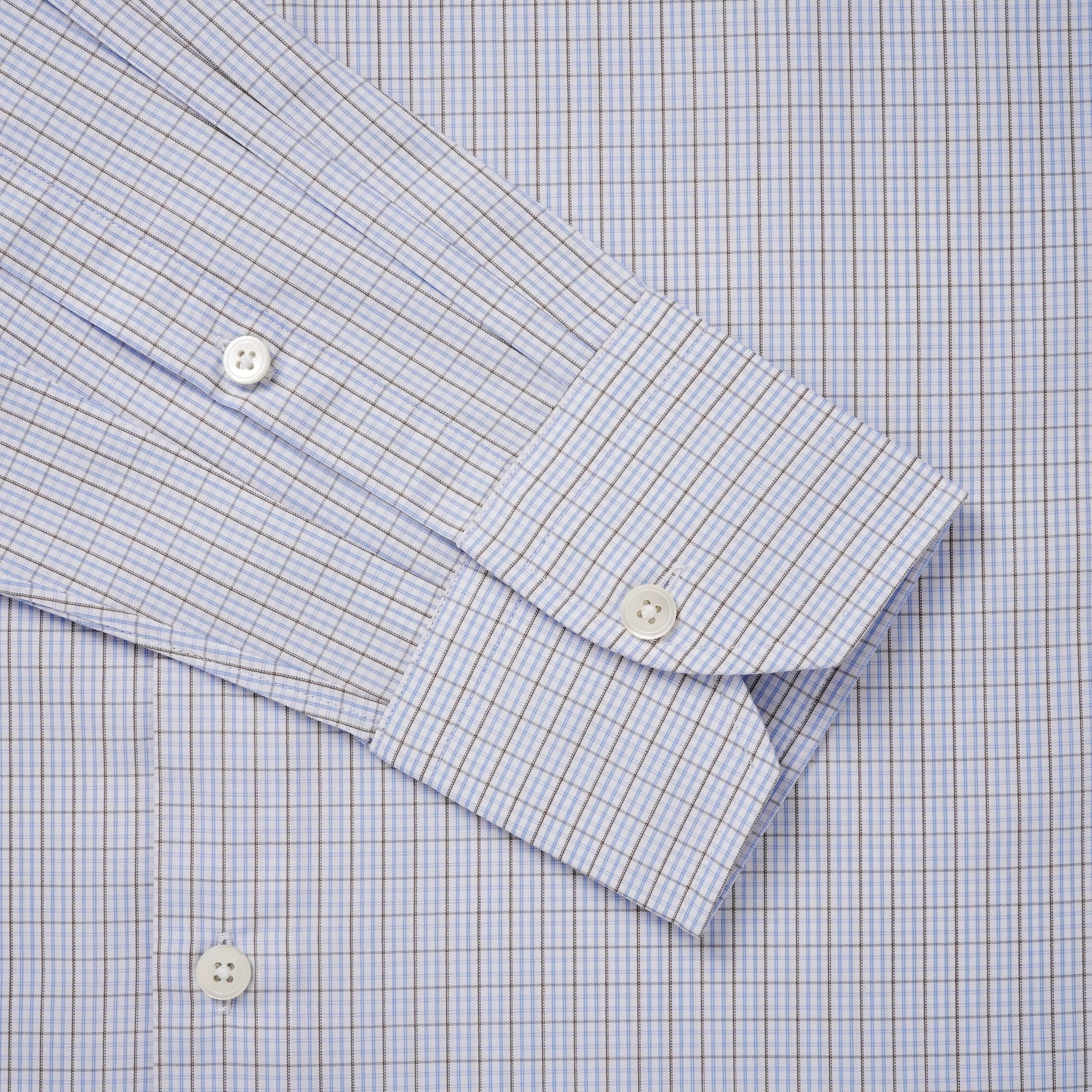 Pale Blue & Green Tailored Fit Graph Check Formal Shirt