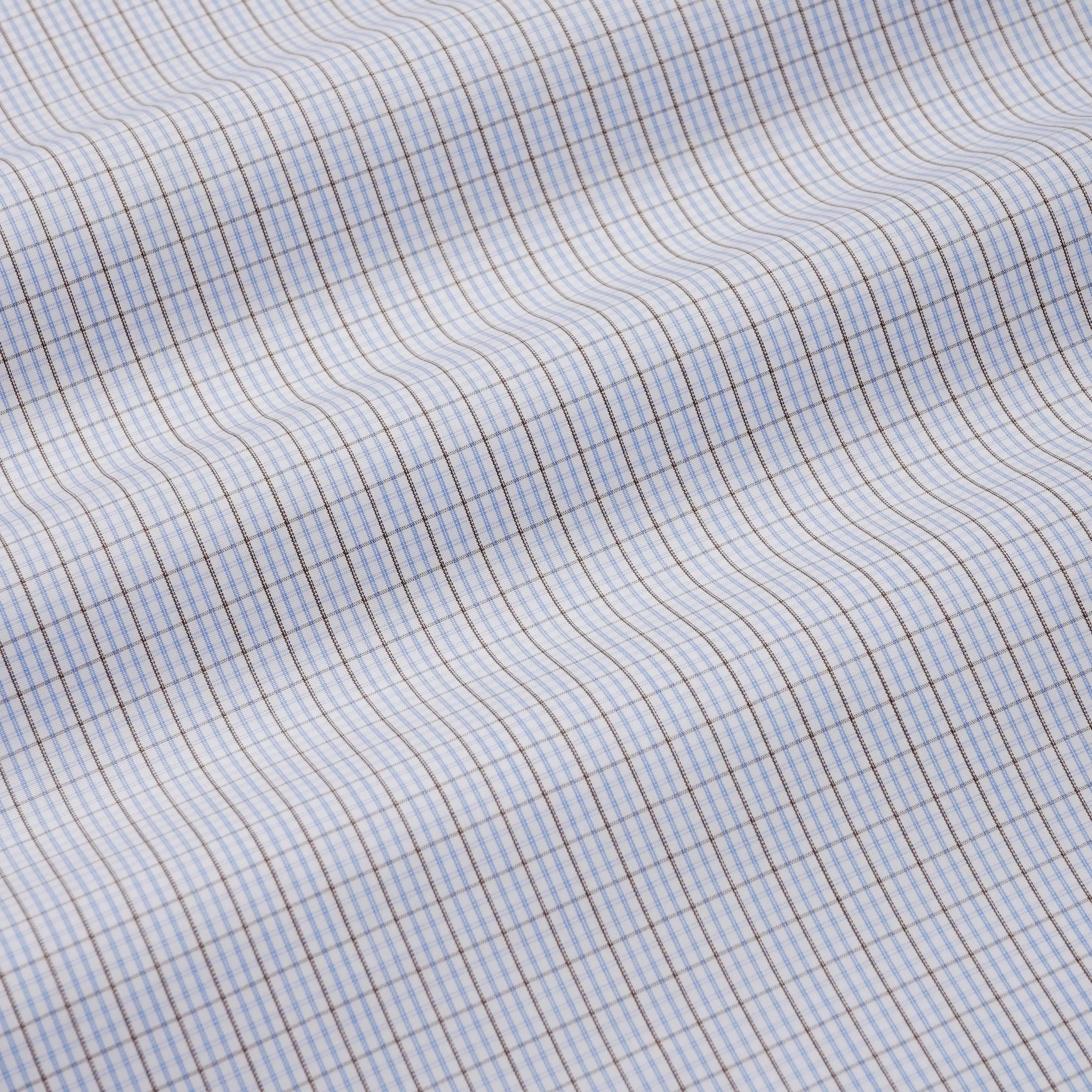 Pale Blue & Green Tailored Fit Graph Check Formal Shirt