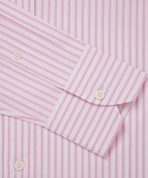 Pink & White Classic Fit Smart Casual Cotton Stripe Shirt