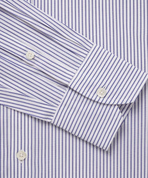 Deep Blue & White Tailored Fit Panama Medium Stripe Formal Shirt