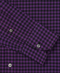 Purple & Black Slim Fit Flannel Gingham Check Formal Shirt