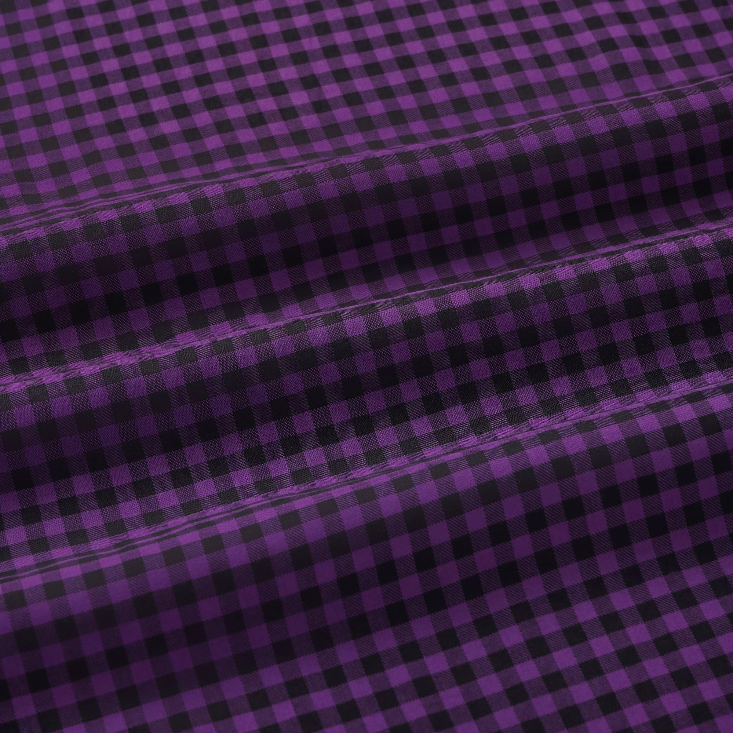 Purple & Black Slim Fit Flannel Gingham Check Formal Shirt