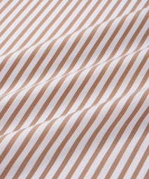 Brown & White Slim Fit Natural Stretch Stripe Formal Shirt